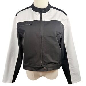 Fashion Nova L Ride W/ Me Cropped Jacket Colorblock Moto Biker Racer Streetwear